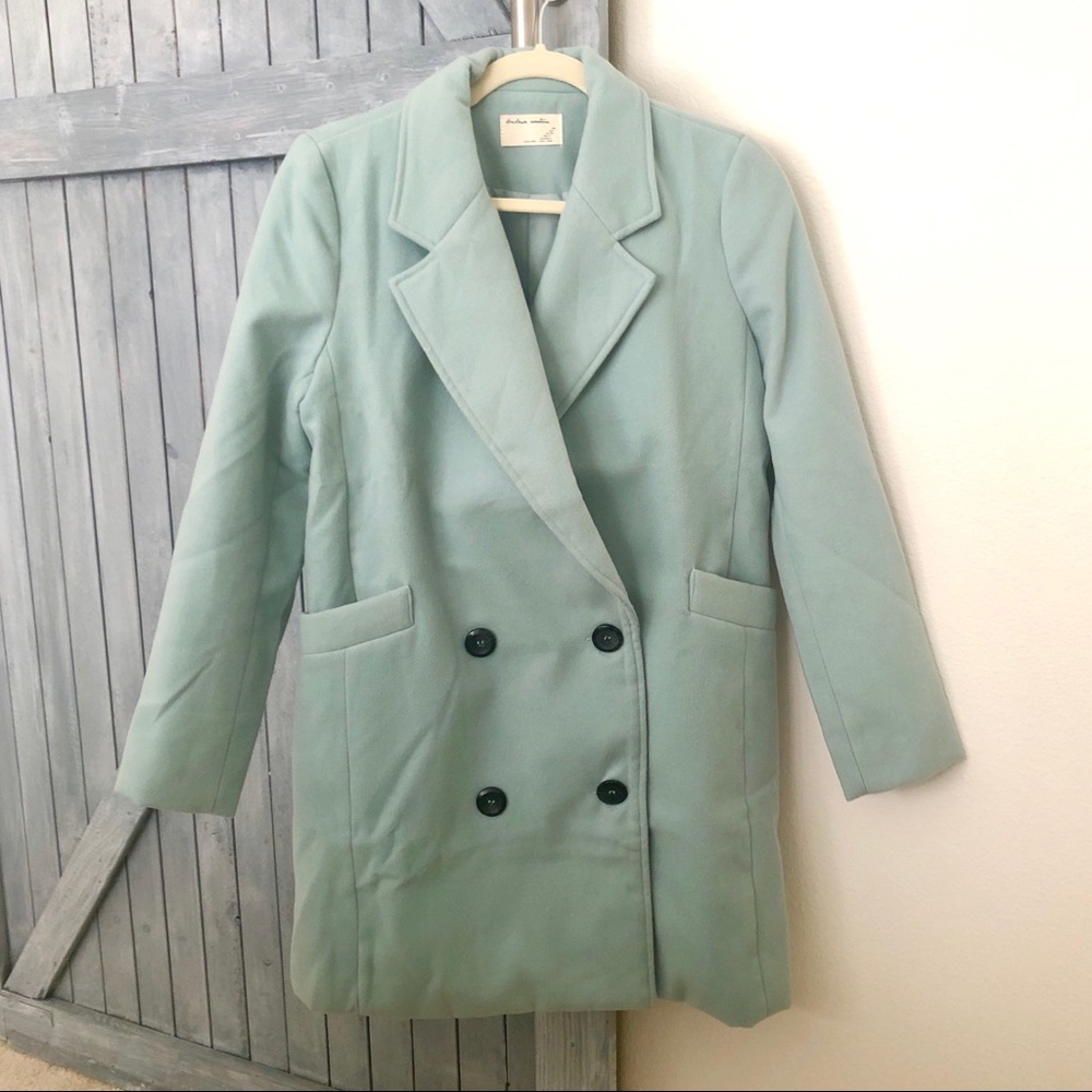 Mint green double breasted coat